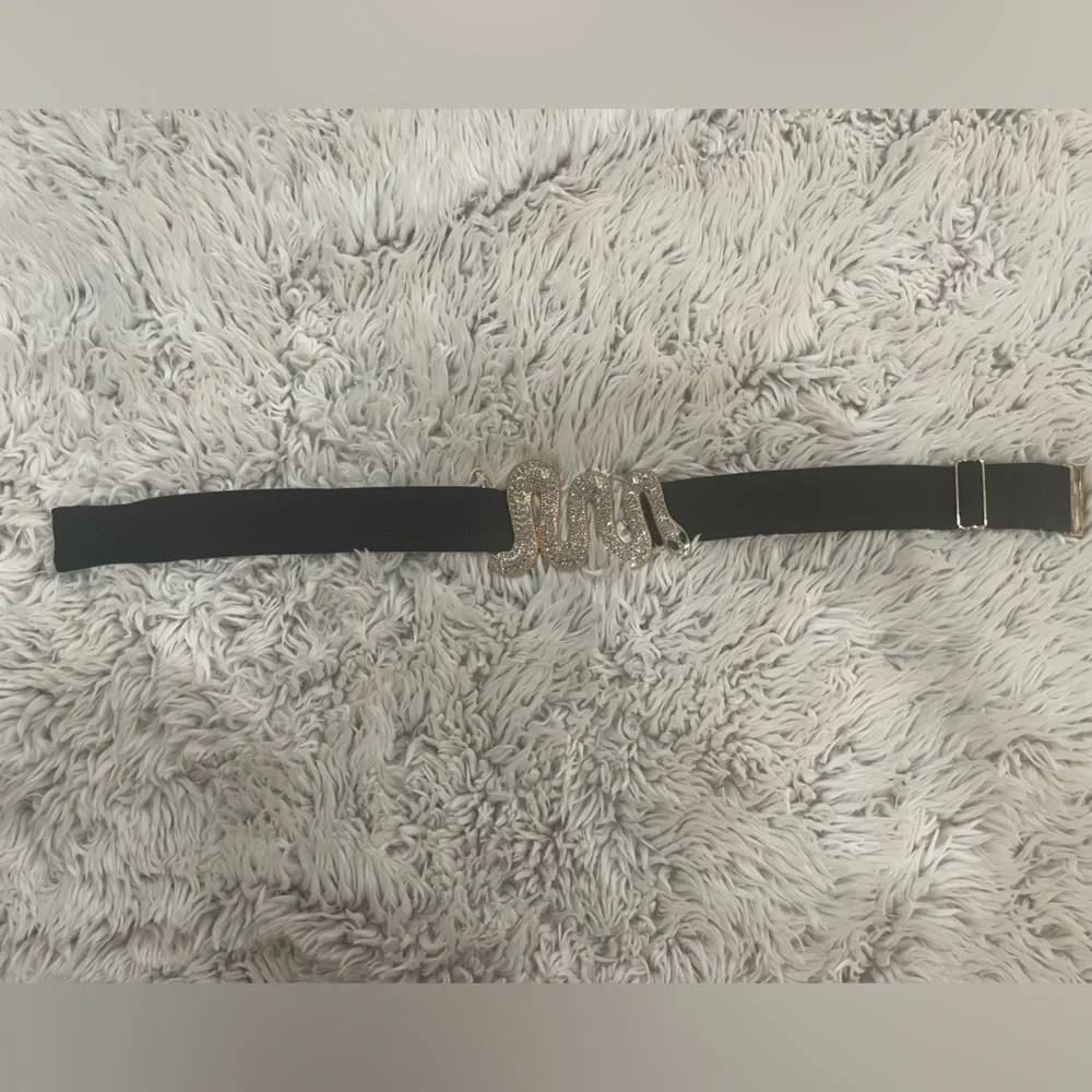 🐍 Glamorous Gold and Black Snake Rhinestone Belt - Picture 5 of 10